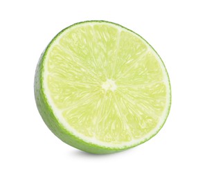 Citrus fruit. Half of fresh lime isolated on white