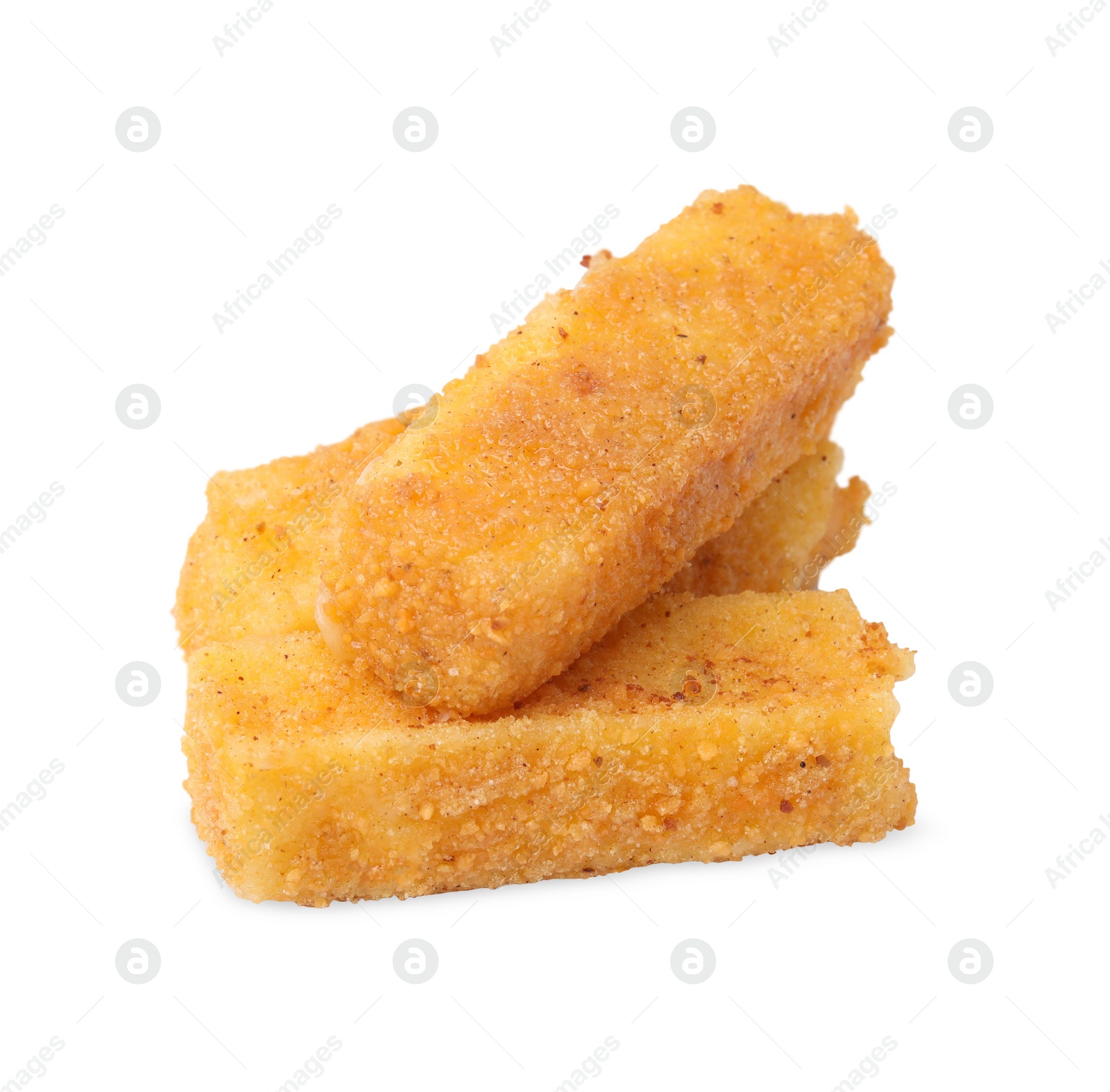 Photo of Tasty fried mozzarella sticks isolated on white