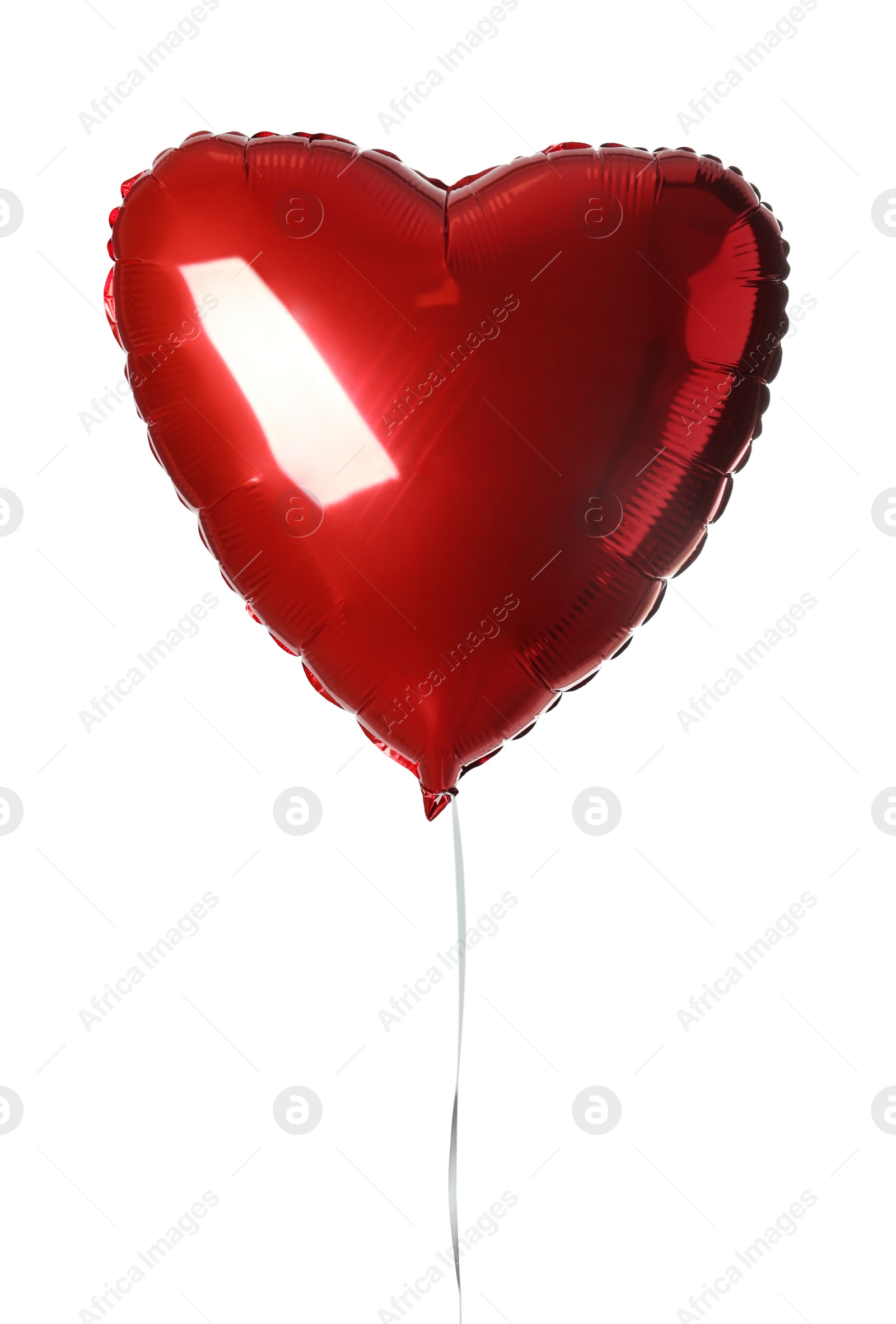 Photo of Red heart shaped balloon isolated on white. Valentine's Day celebration