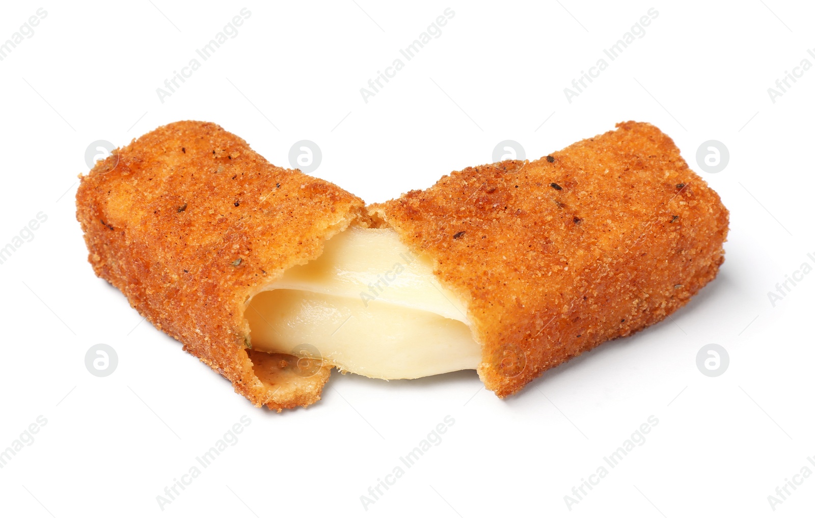 Photo of Tasty crispy cheese stick isolated on white
