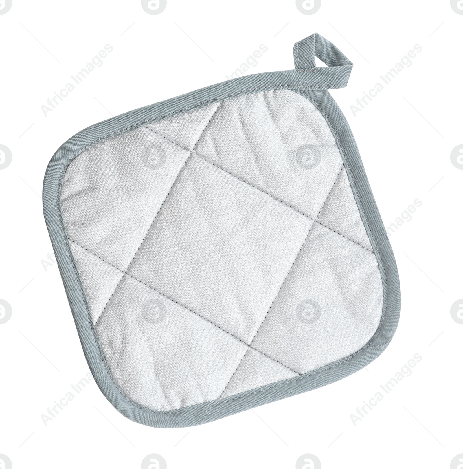 Photo of Oven potholder for hot dishes on white background, top view