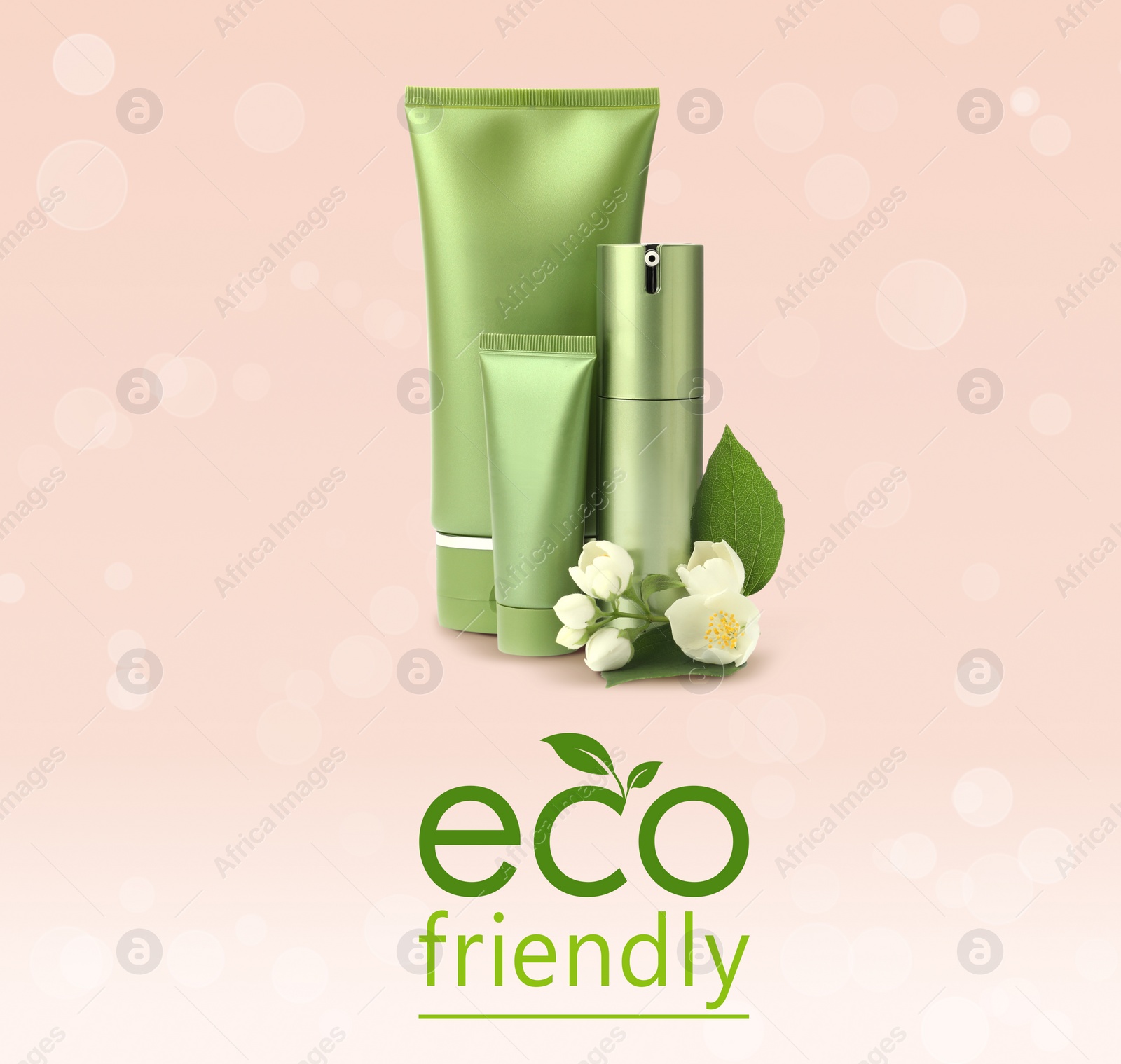 Image of Organic eco friendly cosmetic products on light background