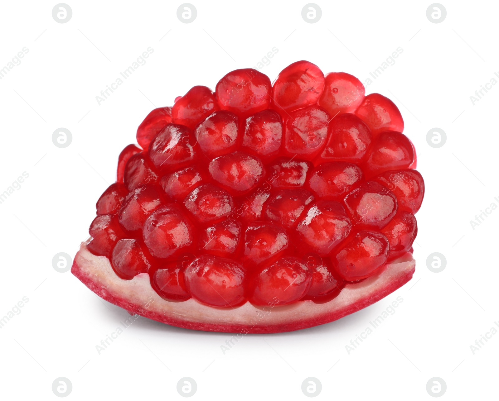 Photo of Piece of ripe juicy pomegranate isolated on white