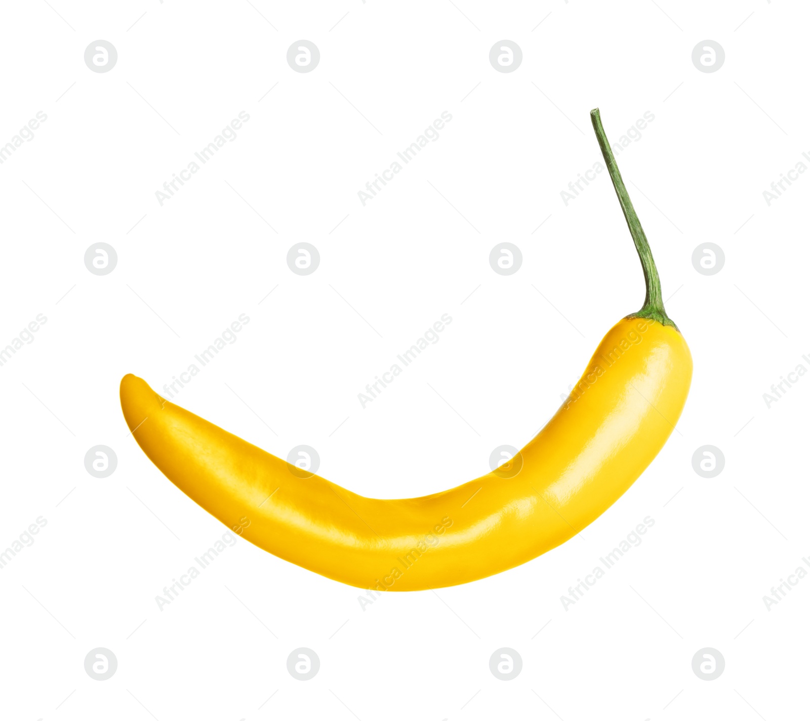 Photo of Ripe yellow hot chili pepper isolated on white