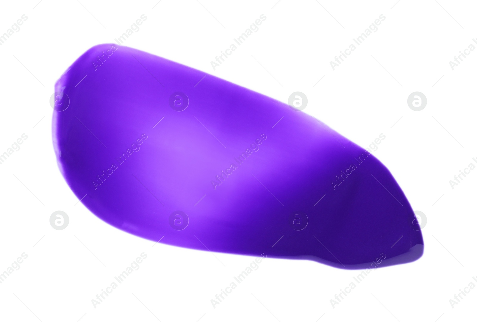 Photo of Purple paint sample on white background, top view