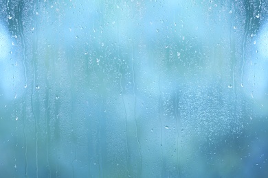 View of glass with water drops, closeup