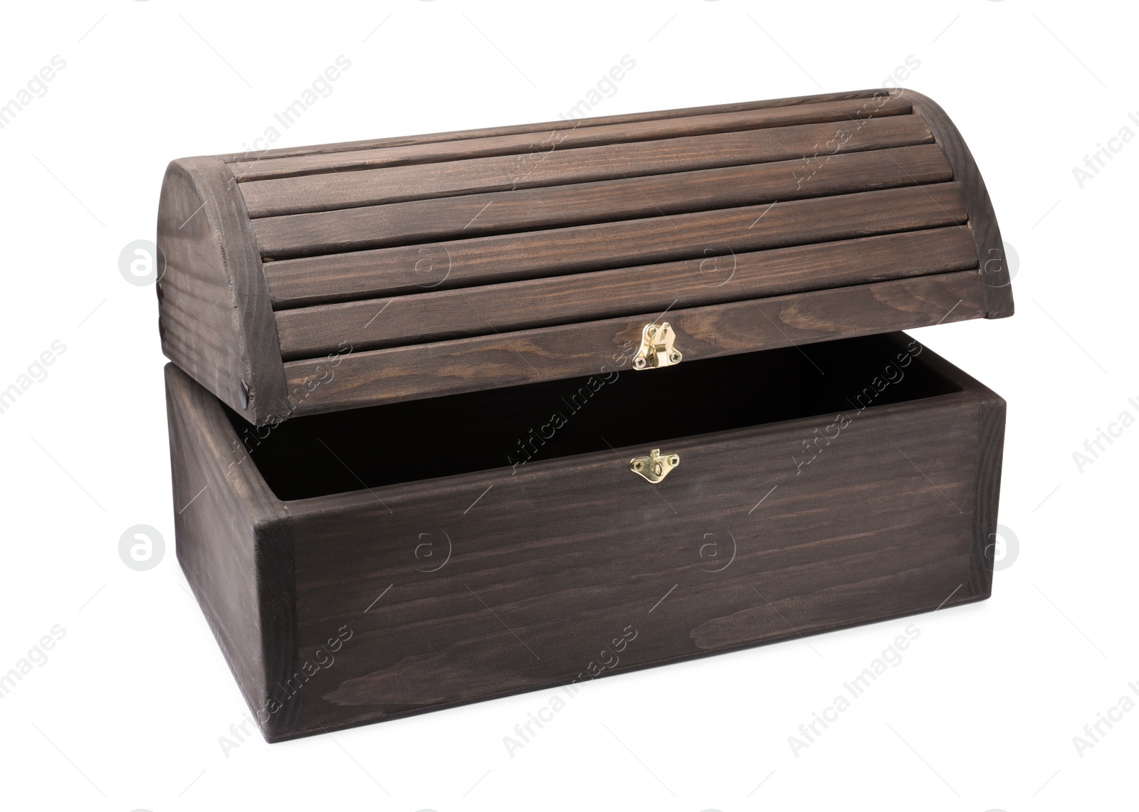 Photo of Old wooden treasure chest isolated on white