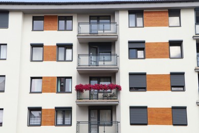 Beautiful view of building with balconies and windows