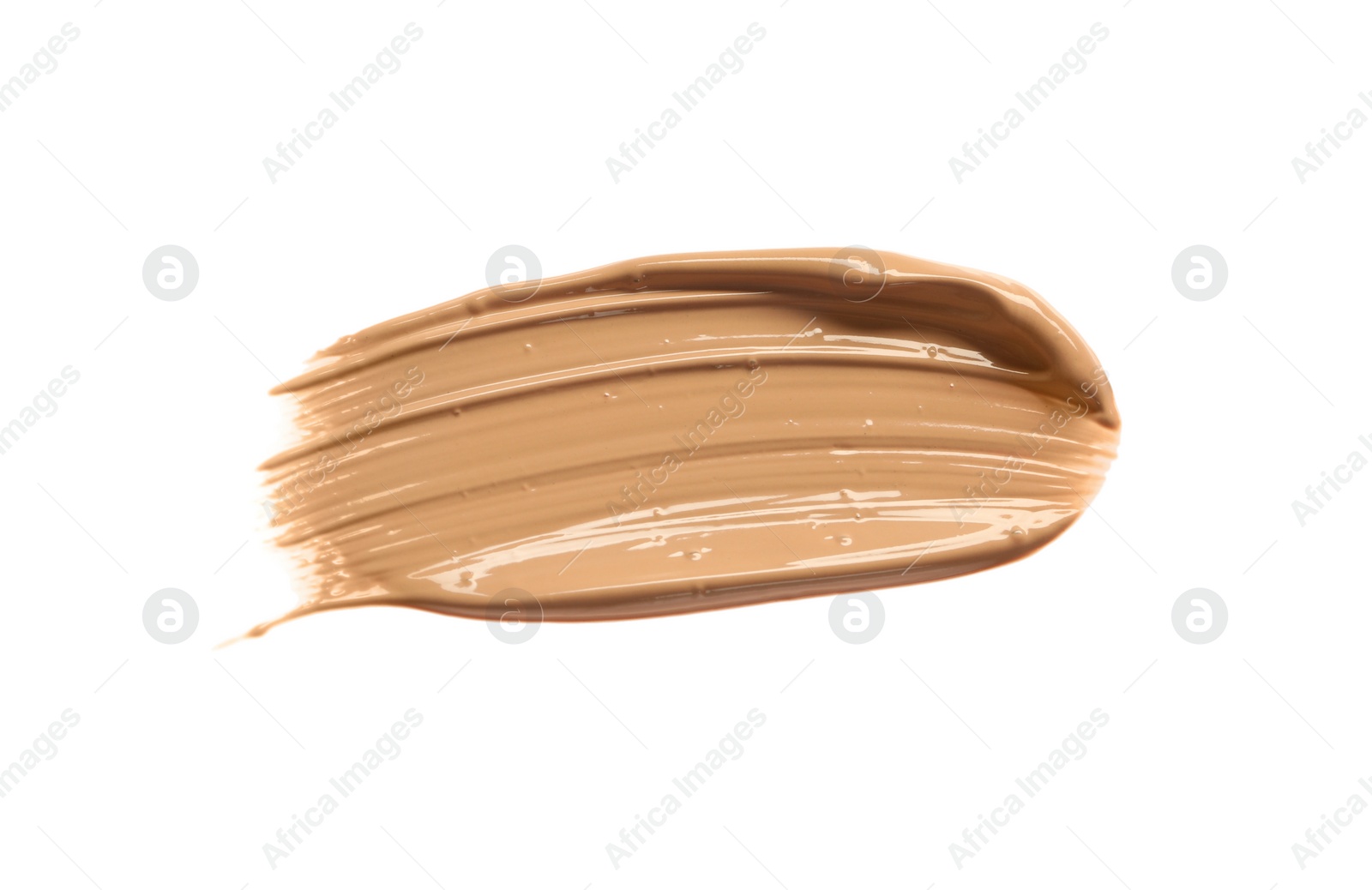 Photo of Smear of liquid skin foundation isolated on white, top view