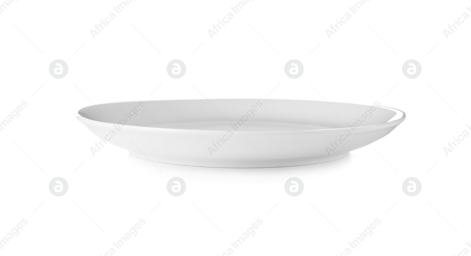 Photo of Ceramic plate on white background. Washing dishes