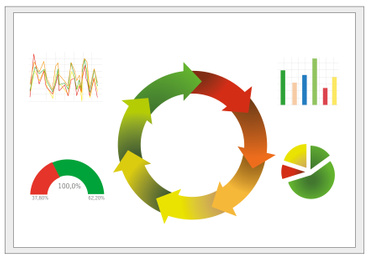 Illustration of  colorful graphs on white background