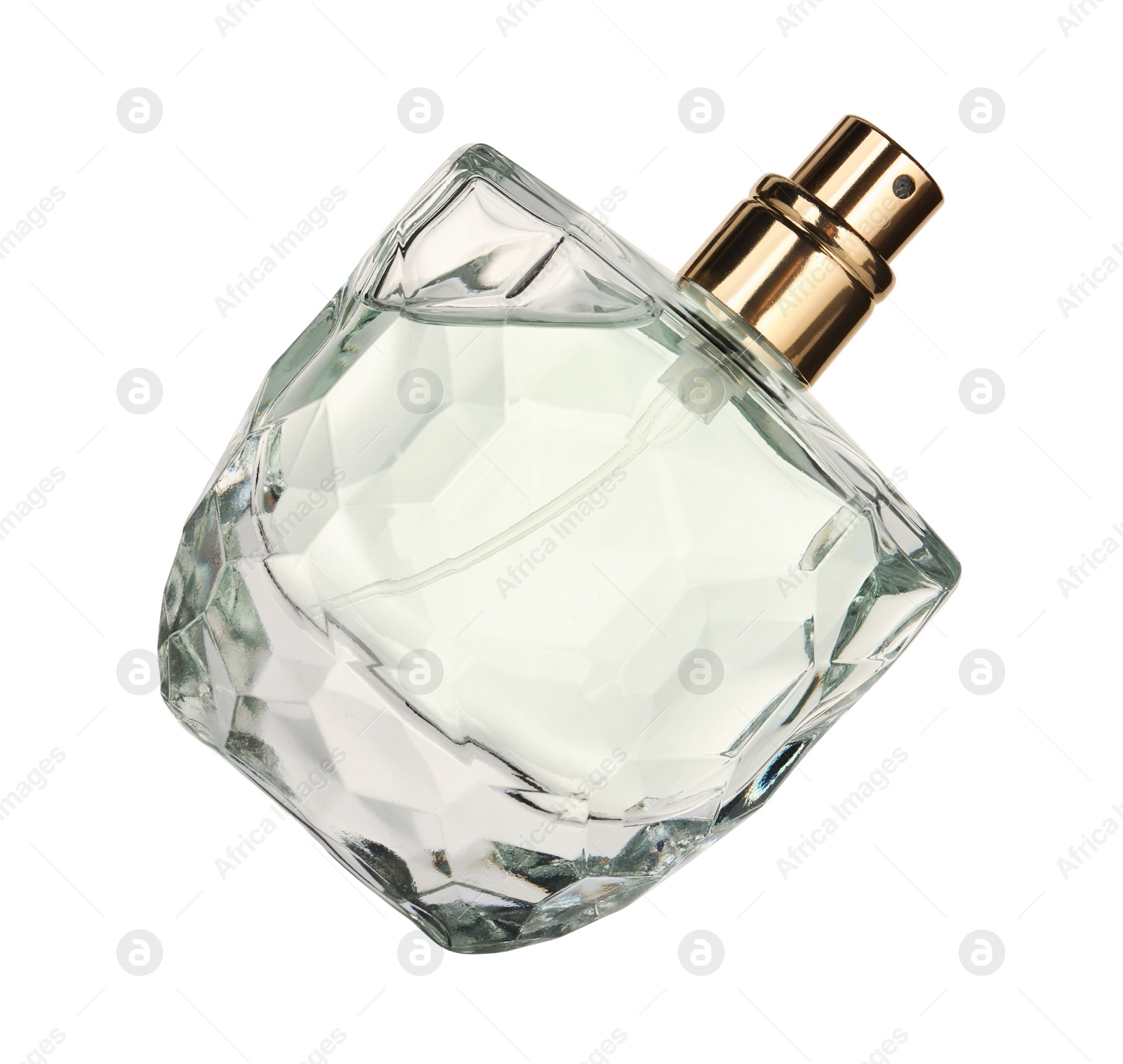 Photo of Luxury women`s perfume in bottle isolated on white