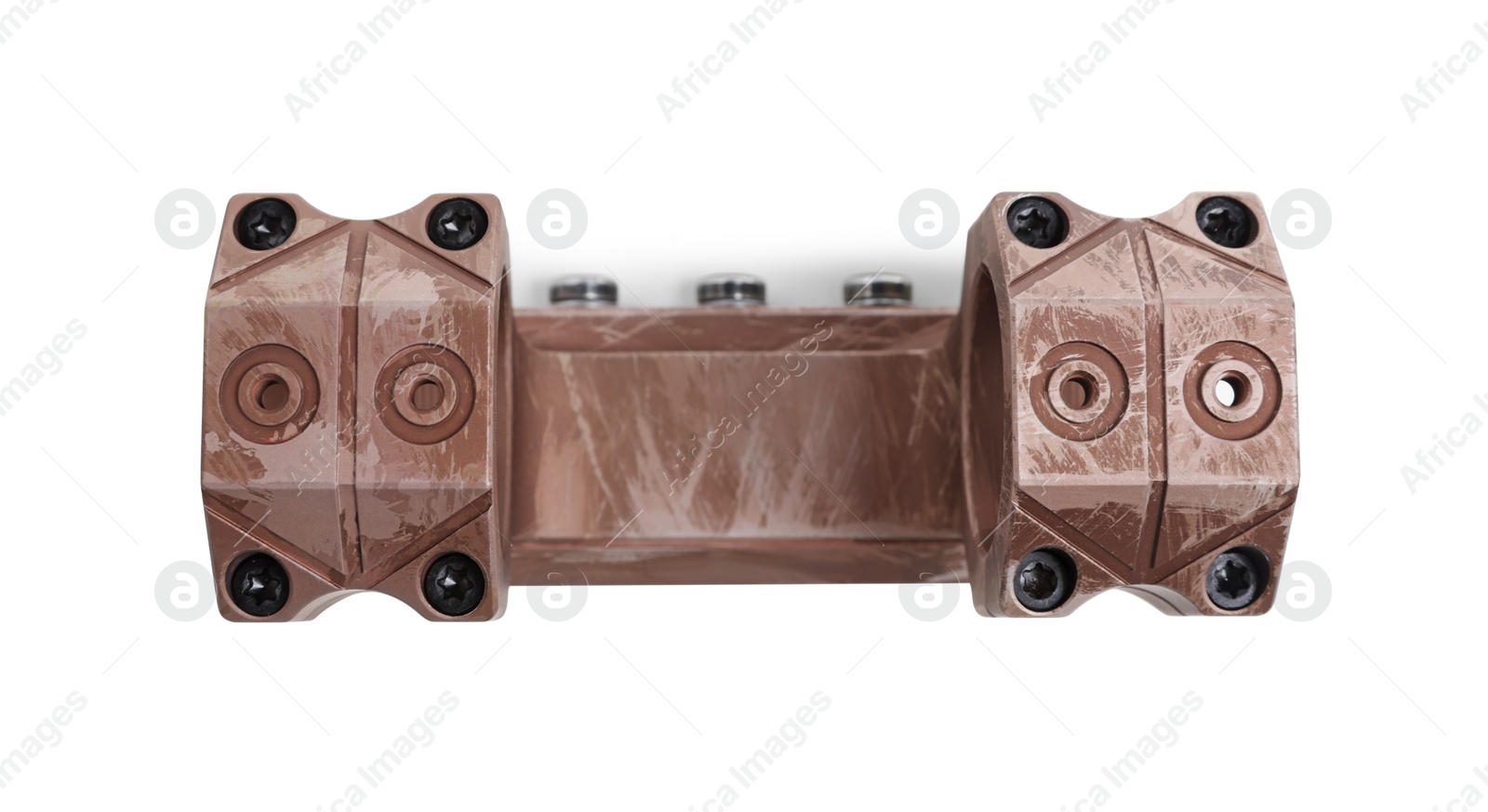 Photo of Quick disconnect sniper cantilever scope mount isolated on white, top view