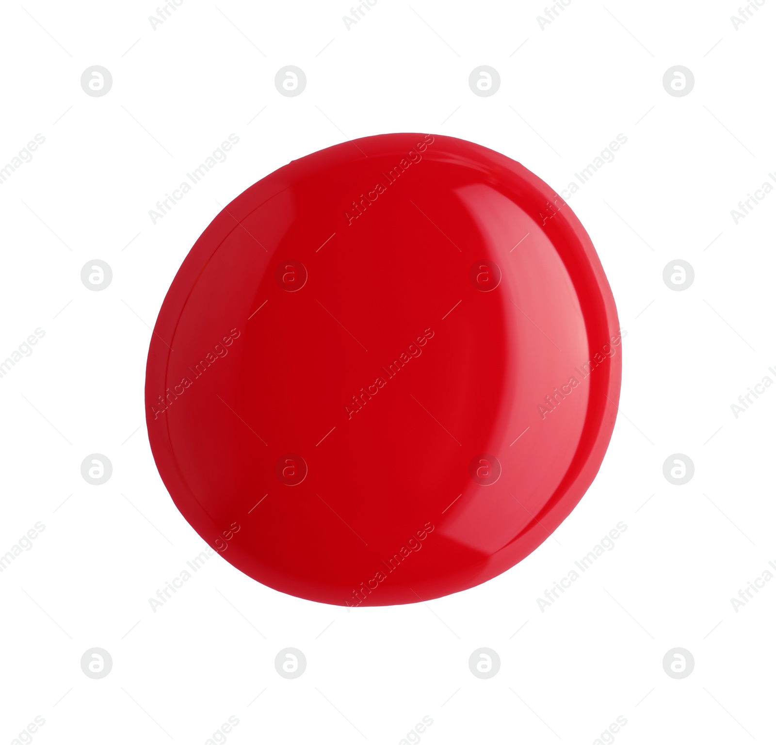 Photo of Sample of red nail polish isolated on white, top view