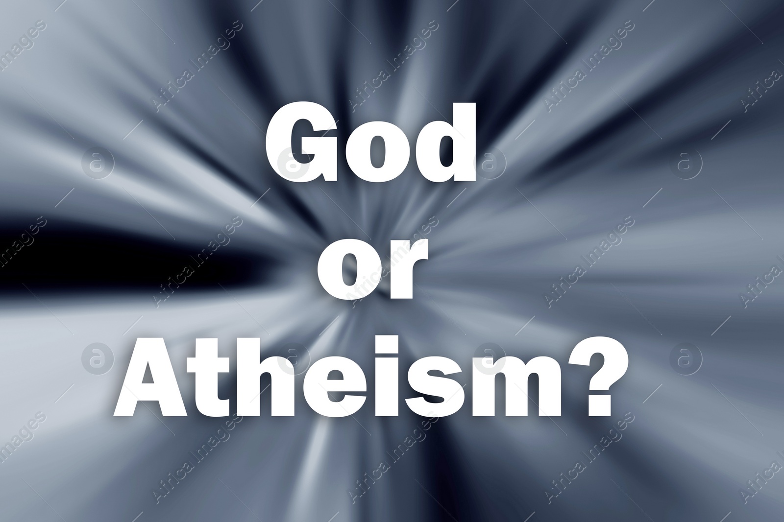 Illustration of Question God Or Atheism on blurred background