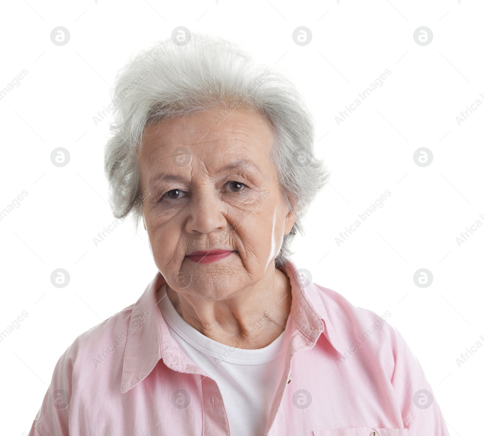 Photo of Portrait of mature woman isolated on white