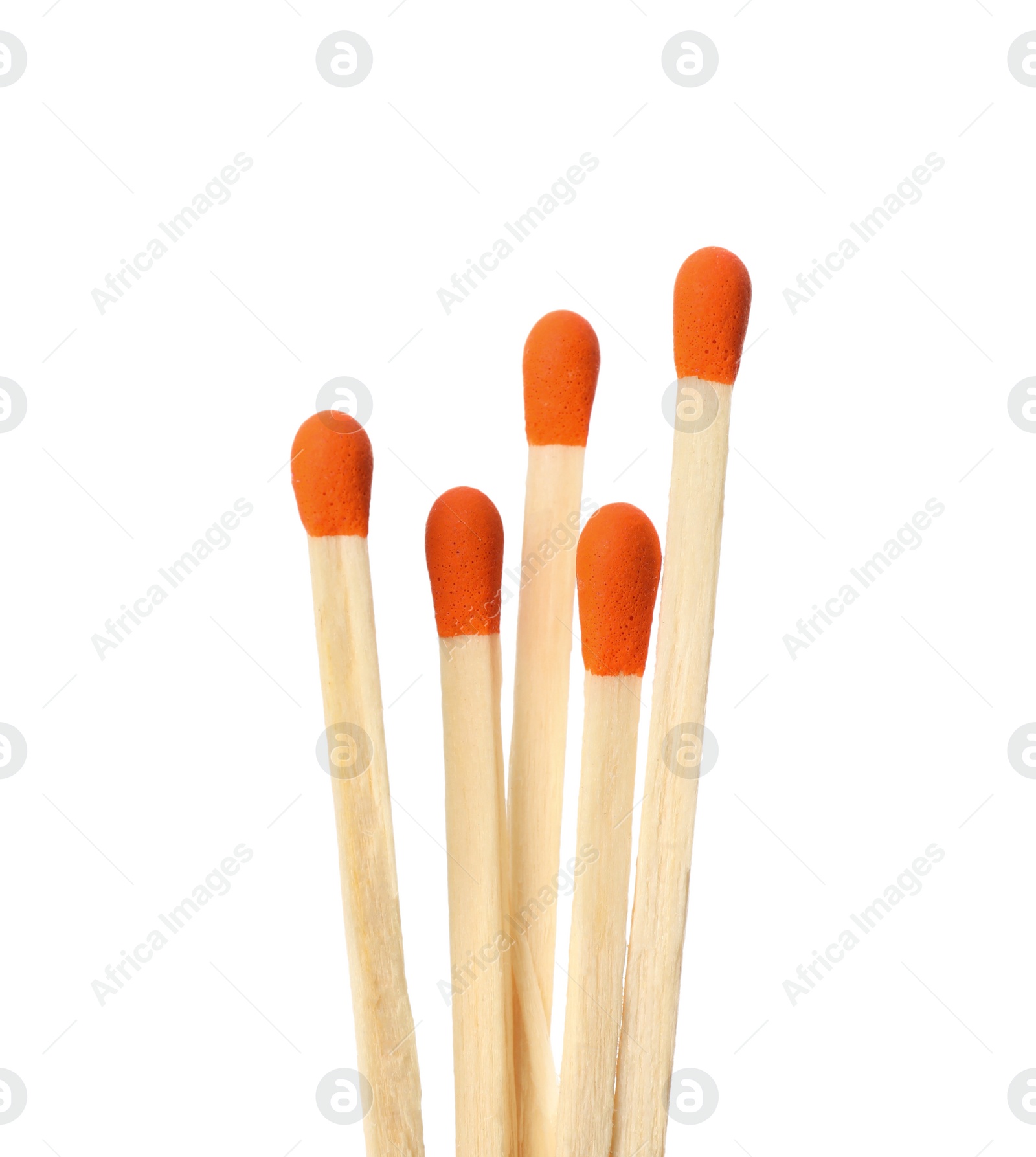 Photo of Matches with orange heads on white background