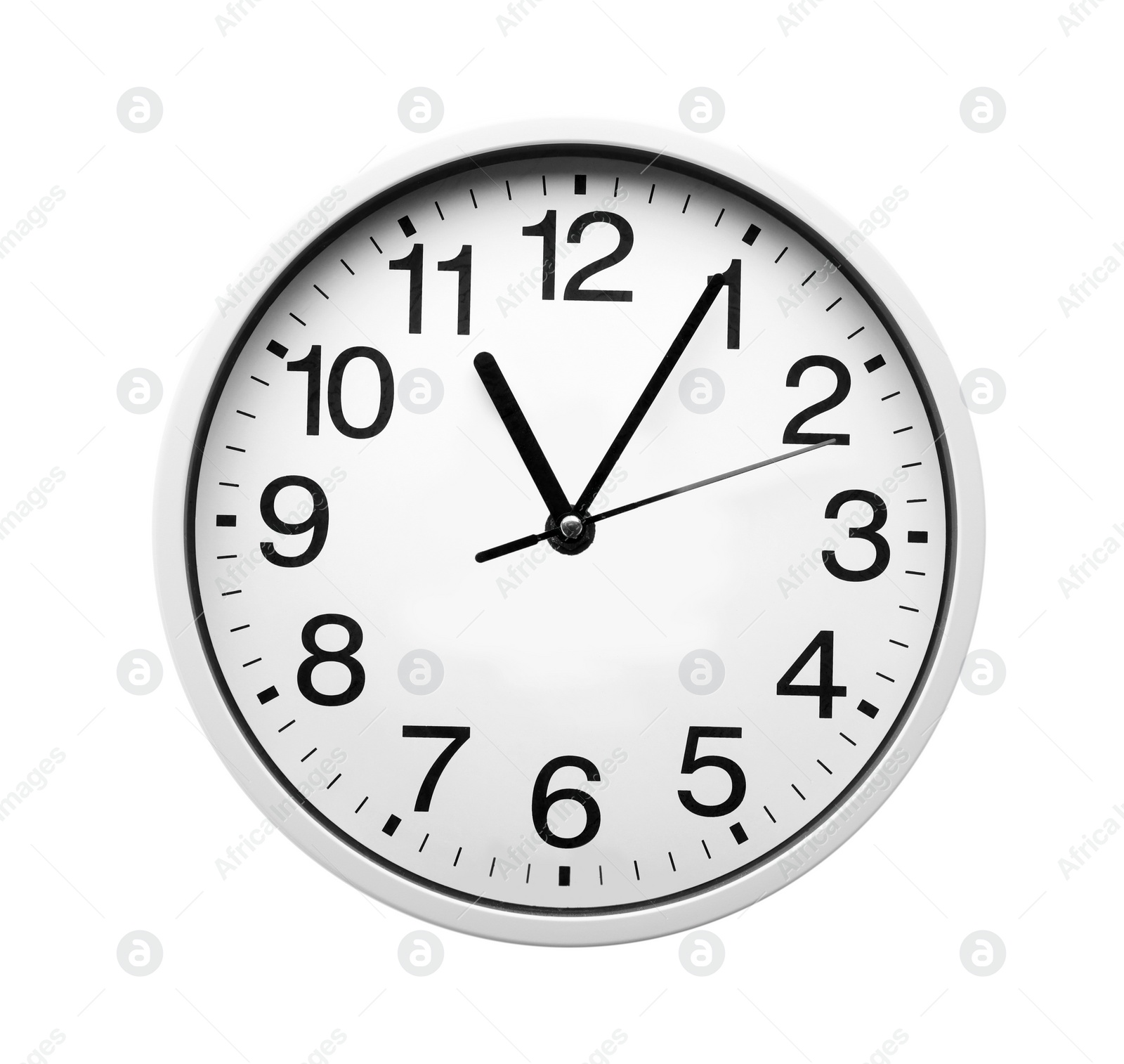 Photo of Modern clock on white background. Time management