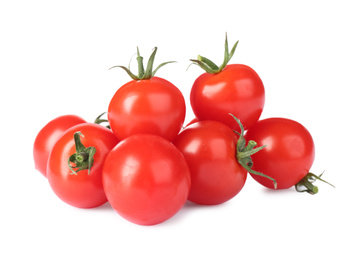 Tasty fresh raw tomatoes isolated on white