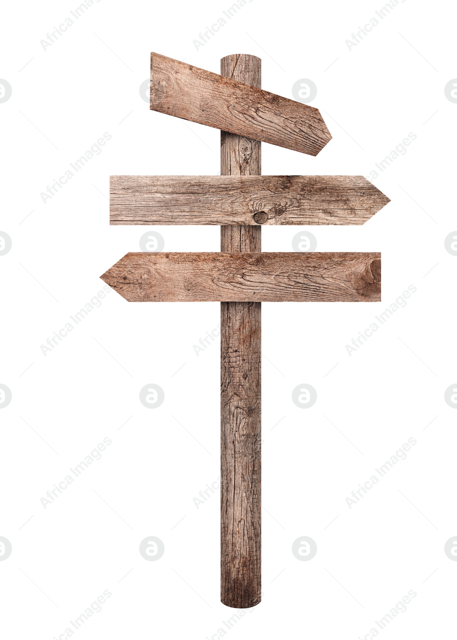 Image of Empty wooden road sign isolated on white