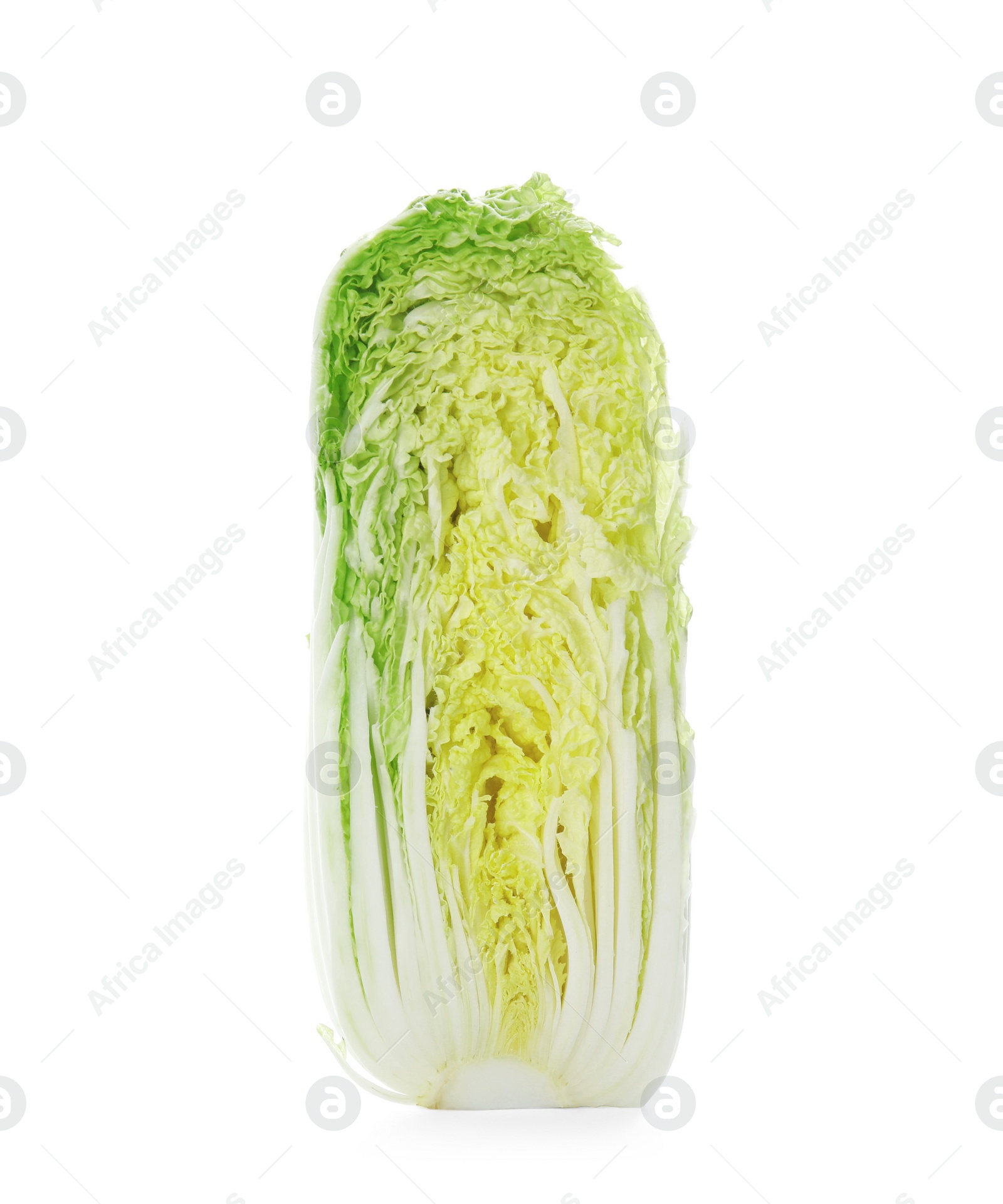 Photo of Fresh sliced cabbage on white background