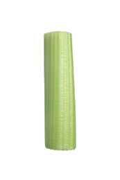 One slice of fresh celery stalk isolated on white