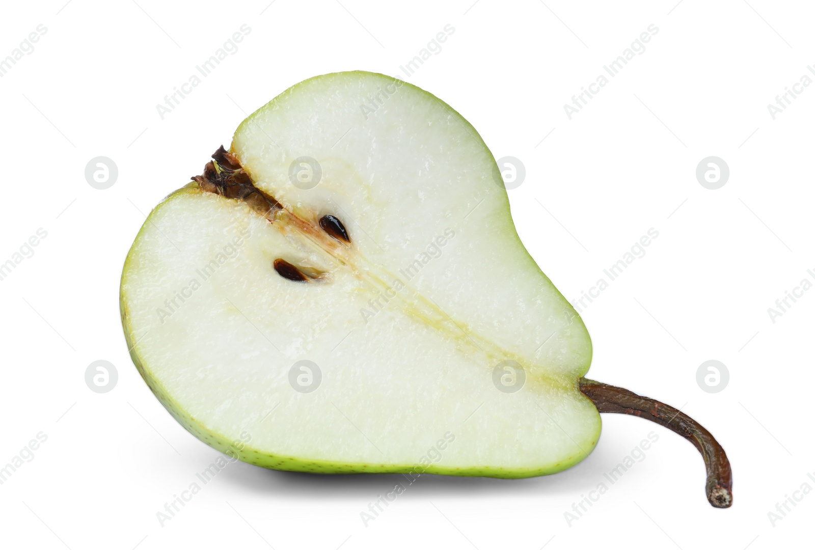 Photo of Half of fresh ripe pear isolated on white