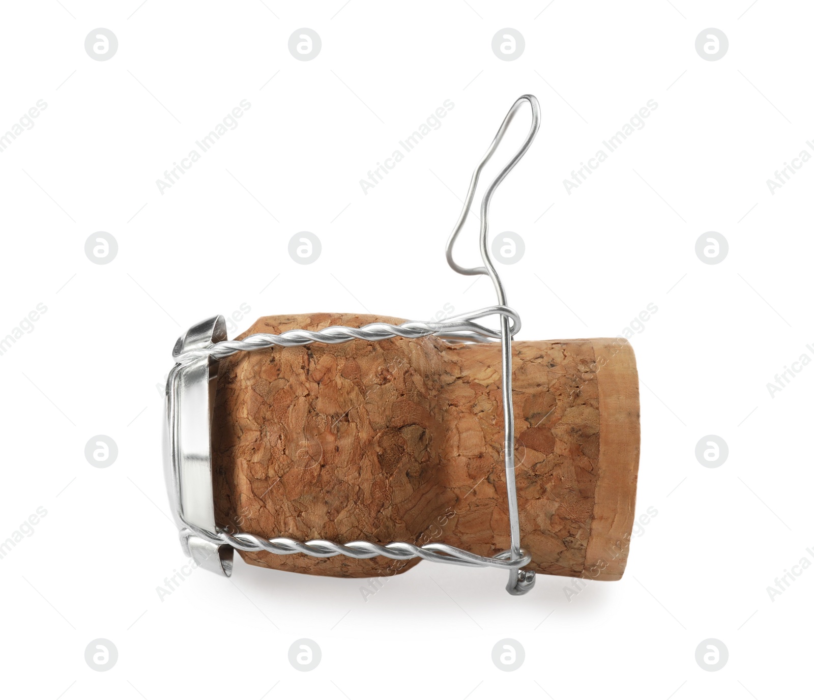 Photo of Sparkling wine cork with muselet cap isolated on white