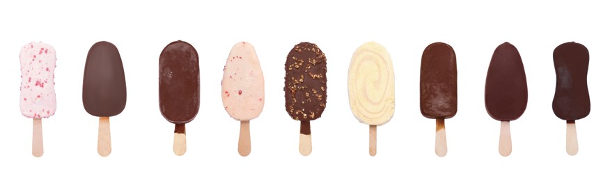 Set of different ice creams isolated on white