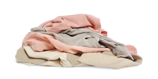 Pile of colorful clothes isolated on white