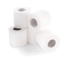 Soft toilet paper rolls isolated on white