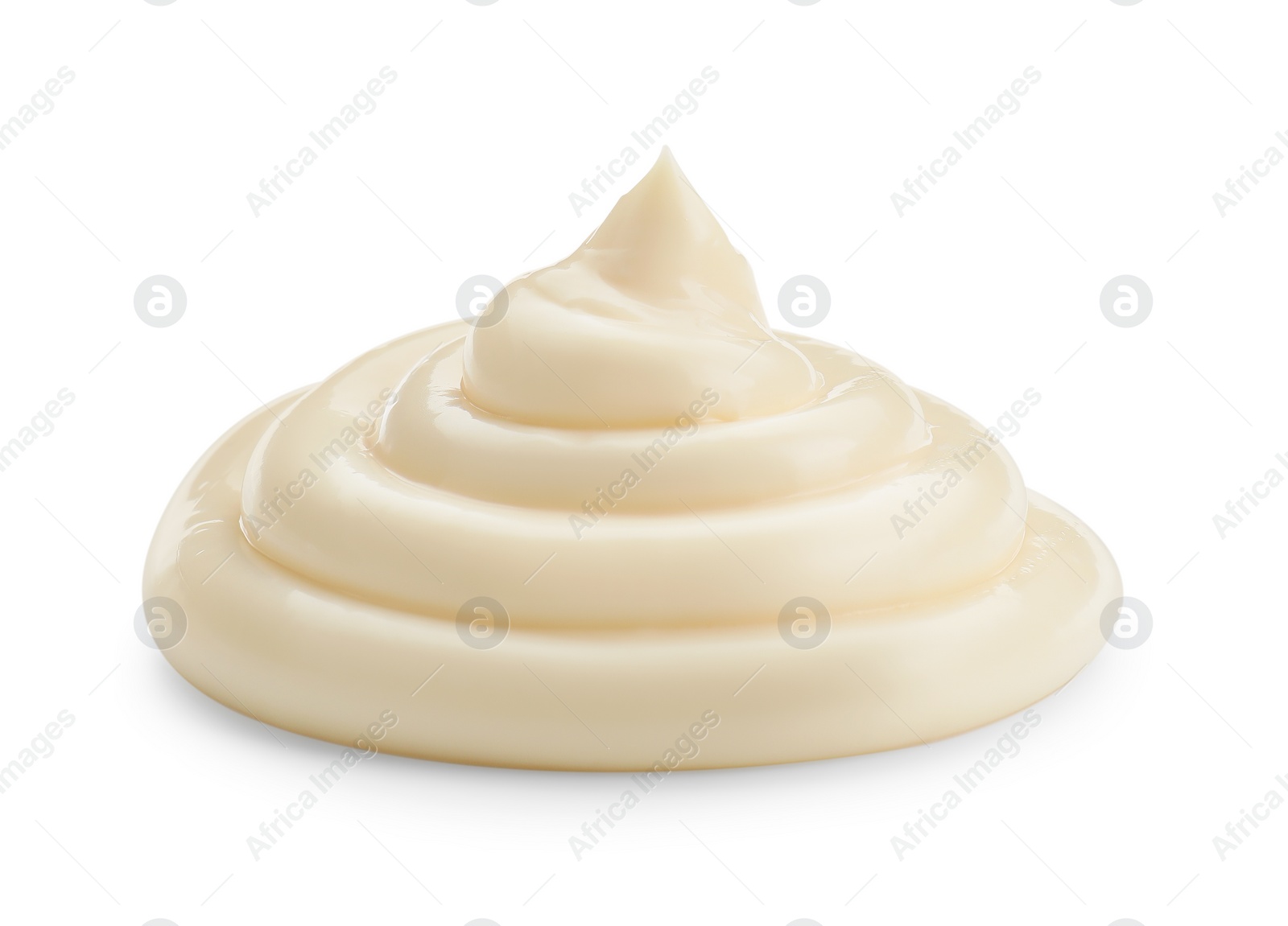 Photo of Tasty fresh mayonnaise sauce isolated on white