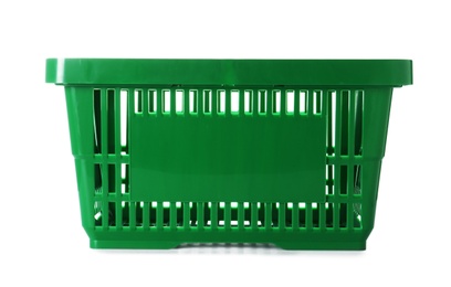 Color plastic shopping basket on white background