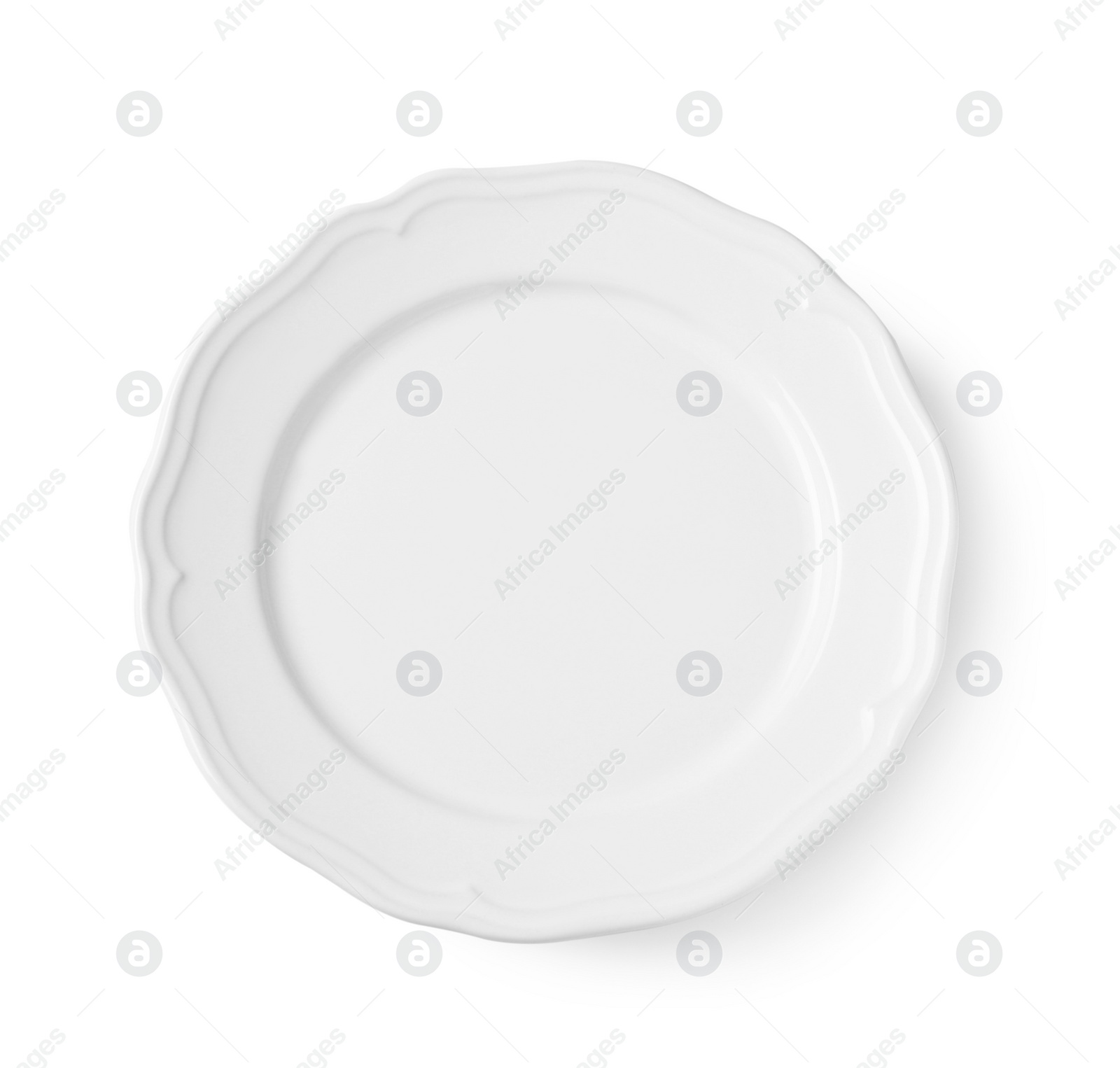 Photo of Empty ceramic plate isolated on white, top view