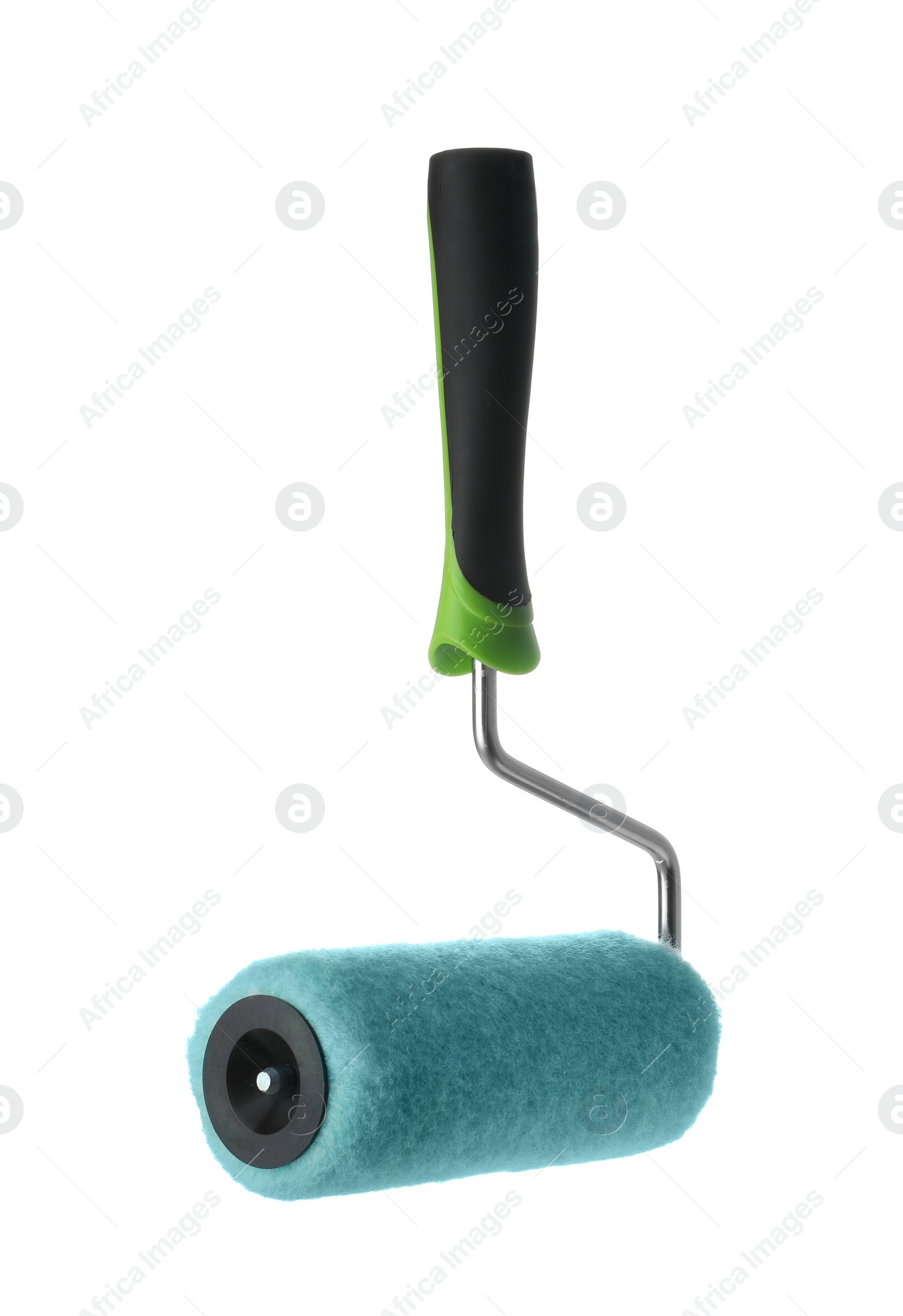 Photo of New paint roller brush on white background