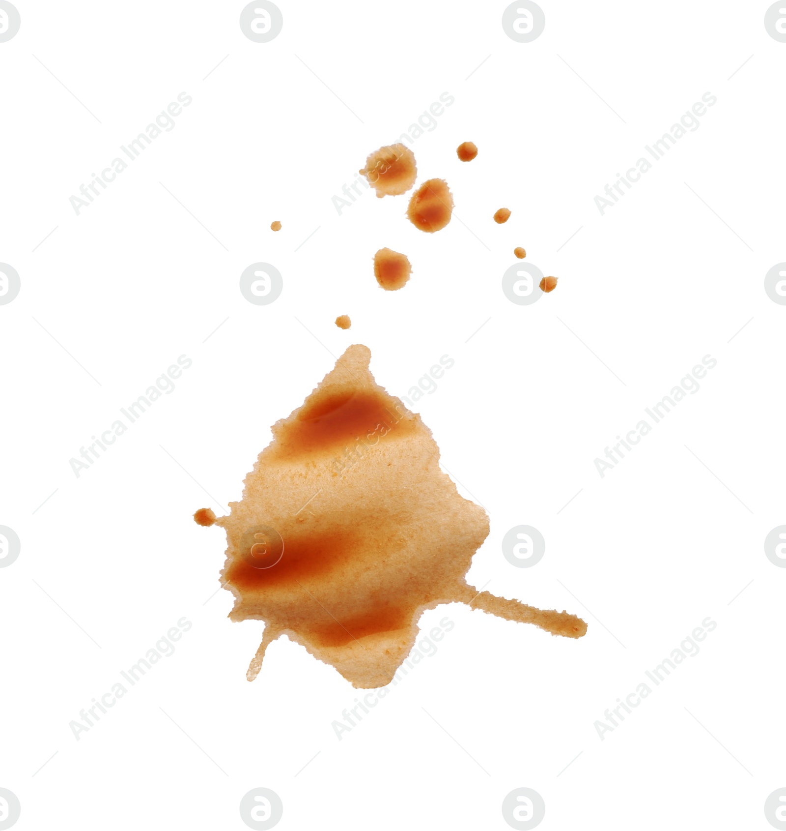 Photo of Dried coffee stains isolated on white, top view