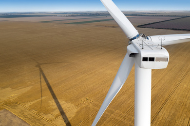 Modern wind turbine, closeup. Alternative energy source