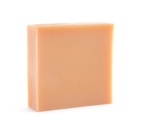 Photo of Hand made soap bar on white background