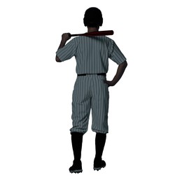 Silhouette of baseball player on white background, back view