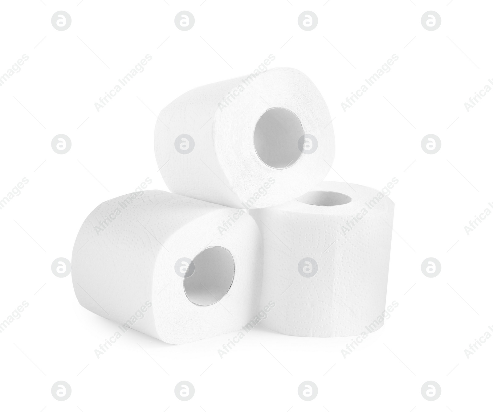 Photo of Soft toilet paper rolls isolated on white