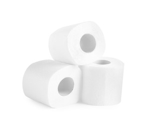 Photo of Soft toilet paper rolls isolated on white