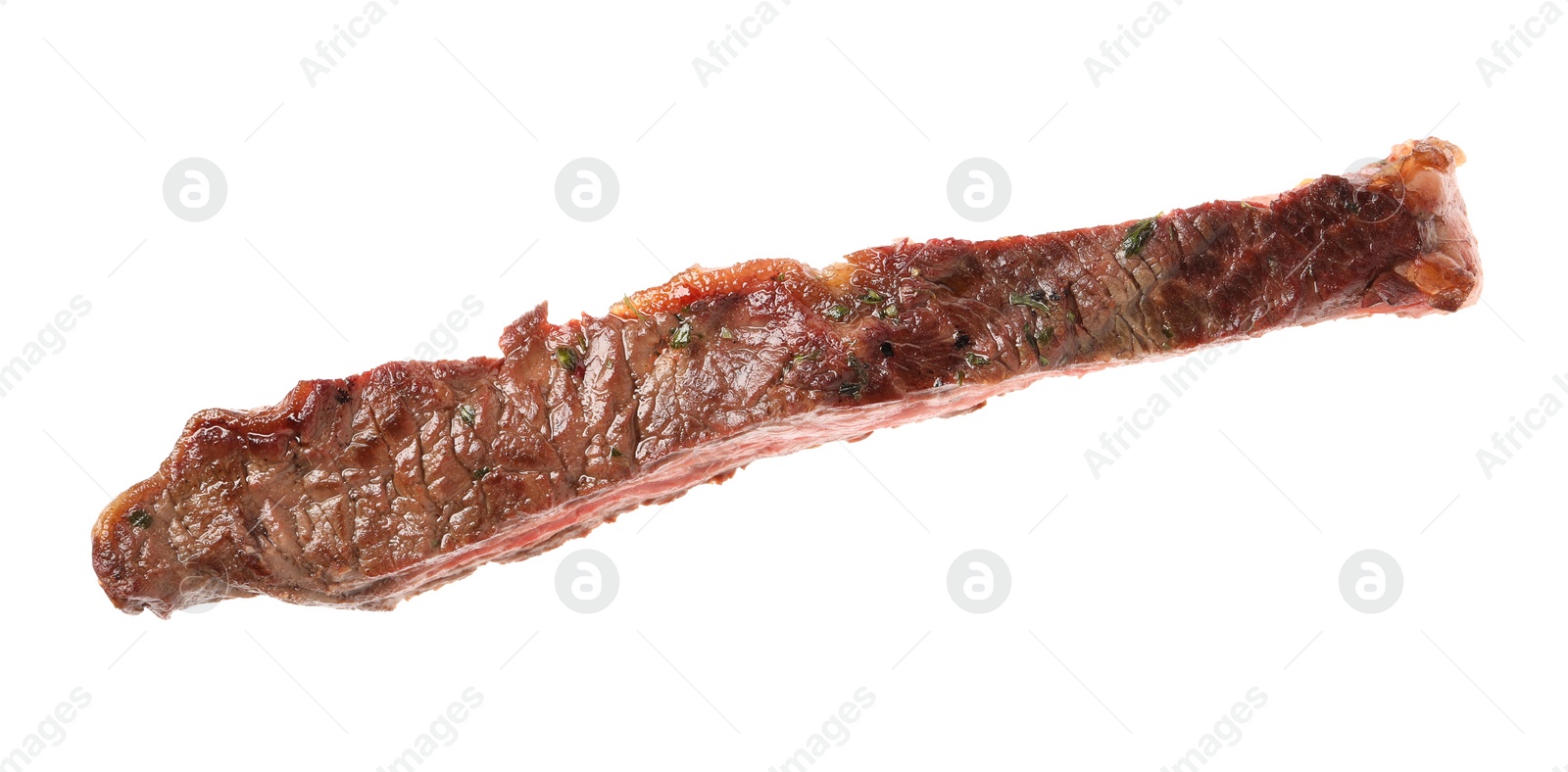 Photo of Piece of delicious grilled beef isolated on white