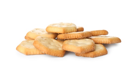 Crispy crackers isolated on white. Delicious snack