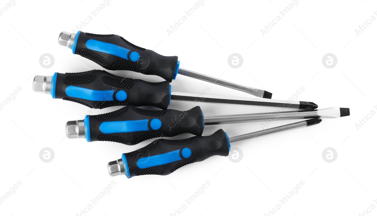 Photo of Set of screwdrivers isolated on white, top view