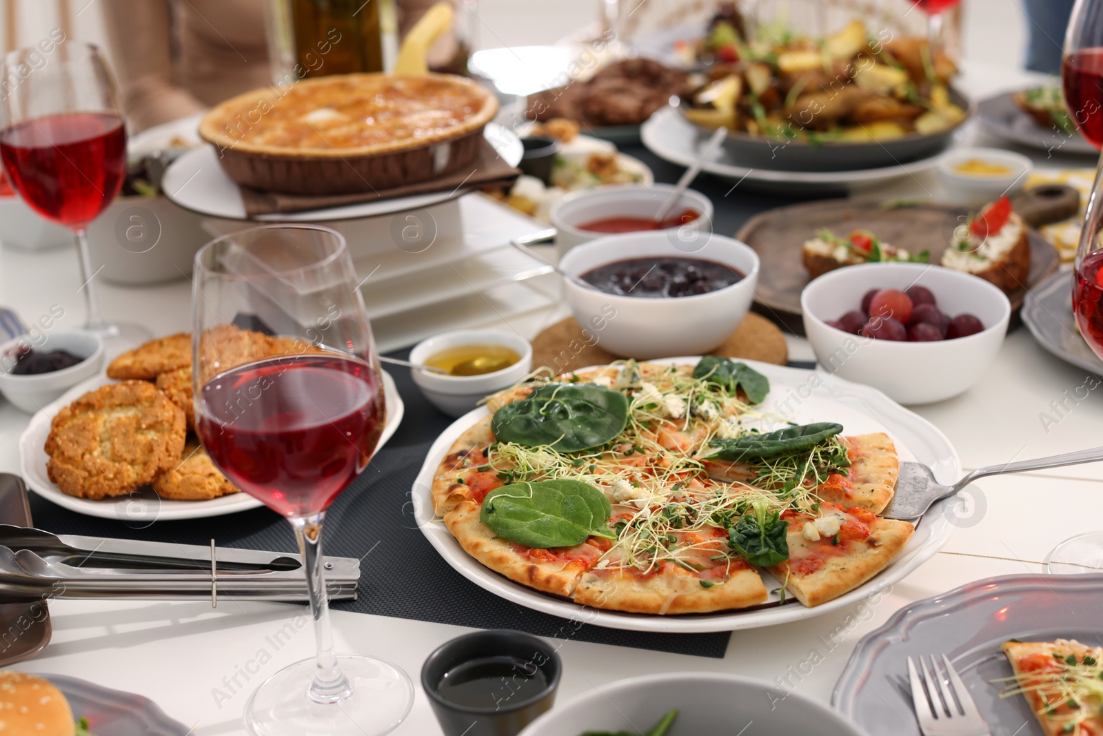 Photo of Brunch table setting with different delicious food