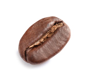 Roasted coffee bean on white background, top view