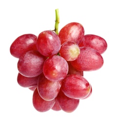 Photo of Fresh ripe juicy pink grapes isolated on white