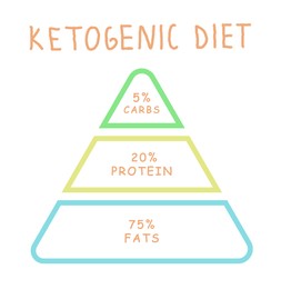 Image of Food pyramid on white background, illustration. Keto diet