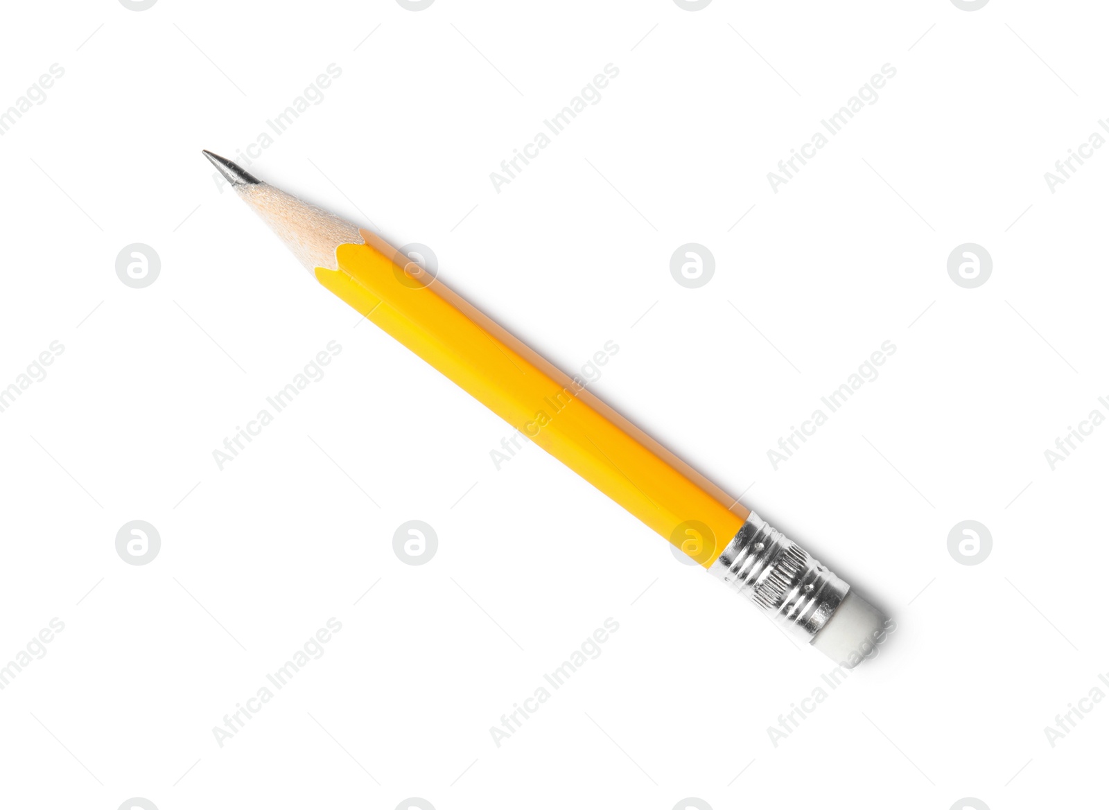 Photo of Sharp pencil isolated on white, top view