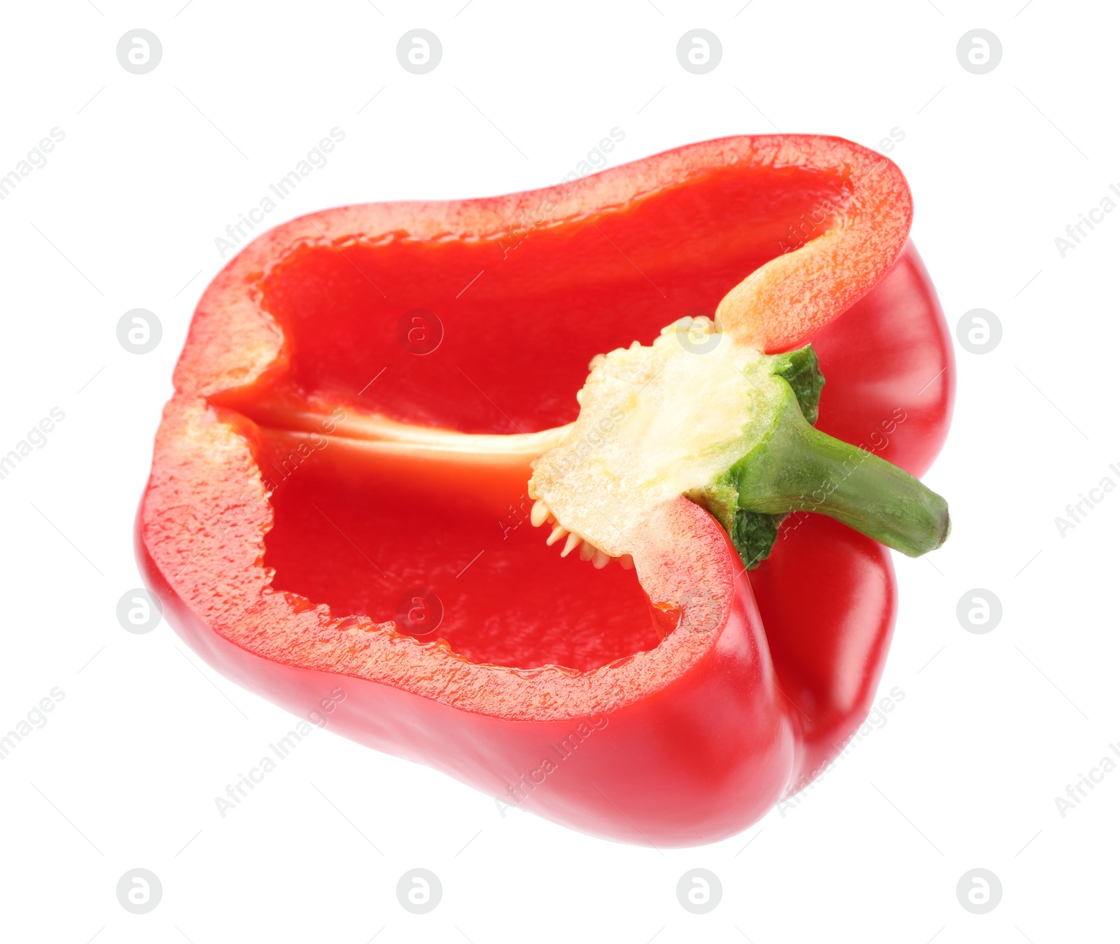 Photo of Half of red bell pepper isolated on white